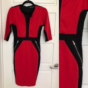 Black and Red Block Dress